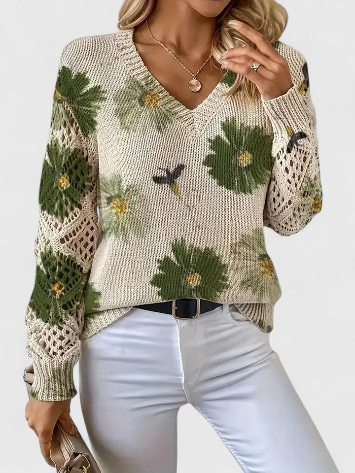 Aurélie | Elegancki sweter z kwiatowym wzorem