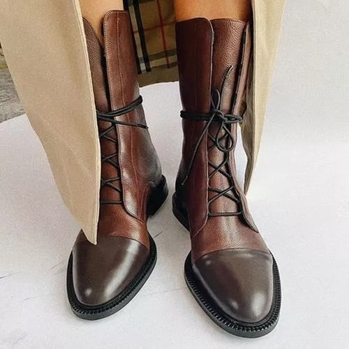 Aurelia™ | Stylowe skórzane botki na sznurówki