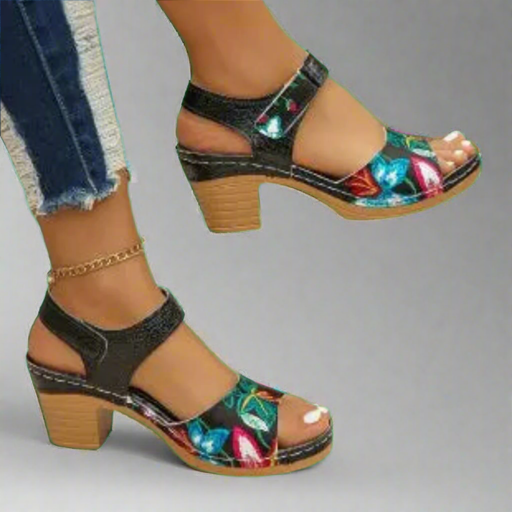Marisa | Ręcznie robione sandały peep-toe z materiałów premium