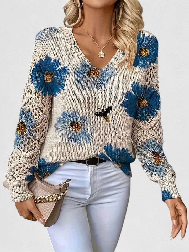 Aurélie | Elegancki sweter z kwiatowym wzorem