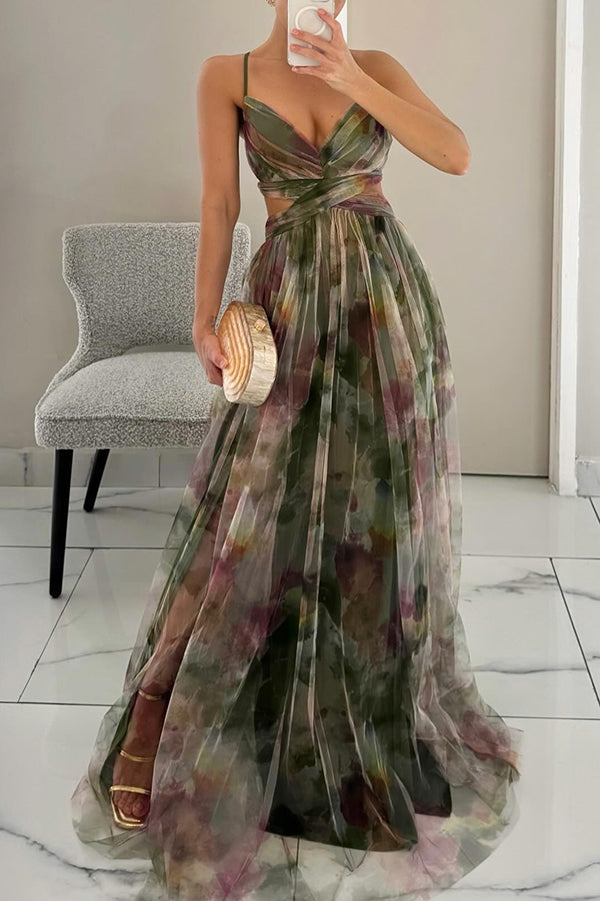 Giselle - Urokliwa Sukienka Maxi z Kwiatowym Wzorem