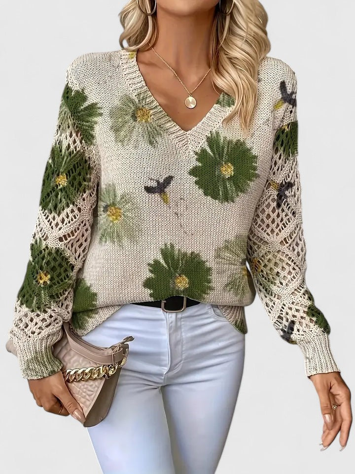 Aurélie | Elegancki sweter z kwiatowym wzorem