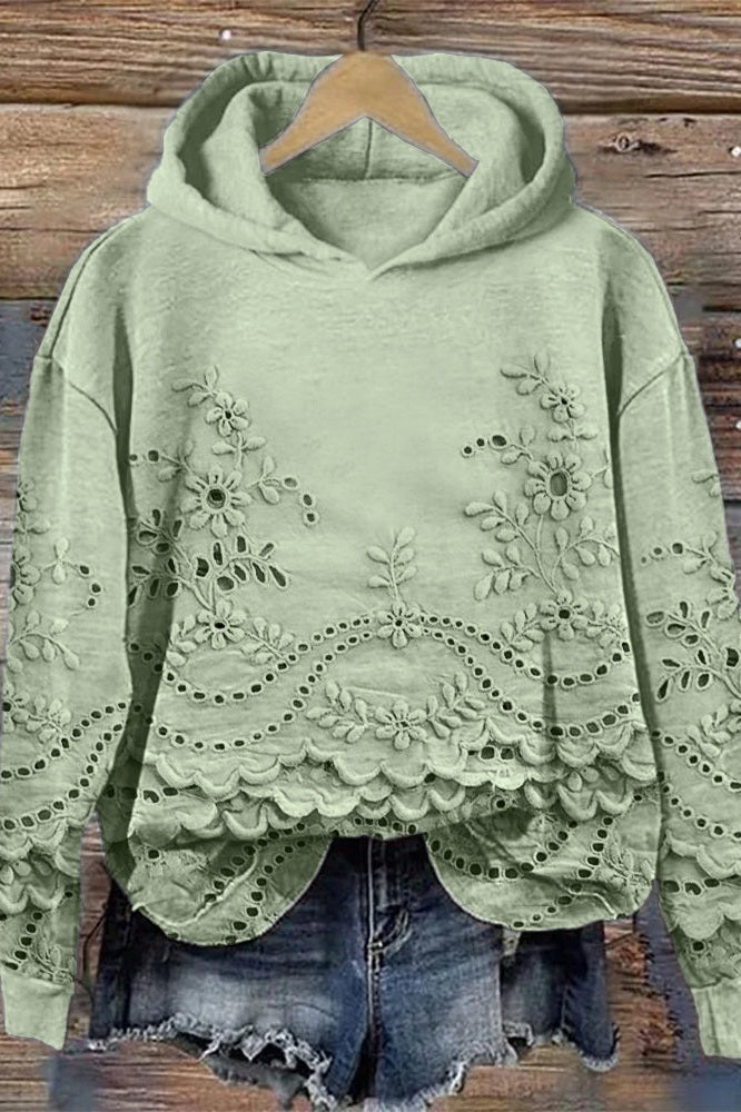 Sweter z kapturem z koronką Prato
