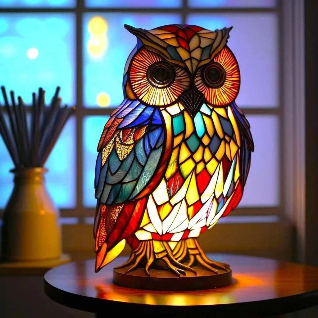 Merlin | Lampa Sowa Magisk w Kolorowym Szkle
