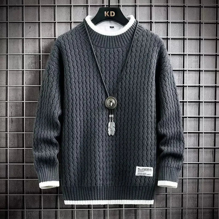 Levi | Sweter z kolorowymi blokami i splotem warkoczowym