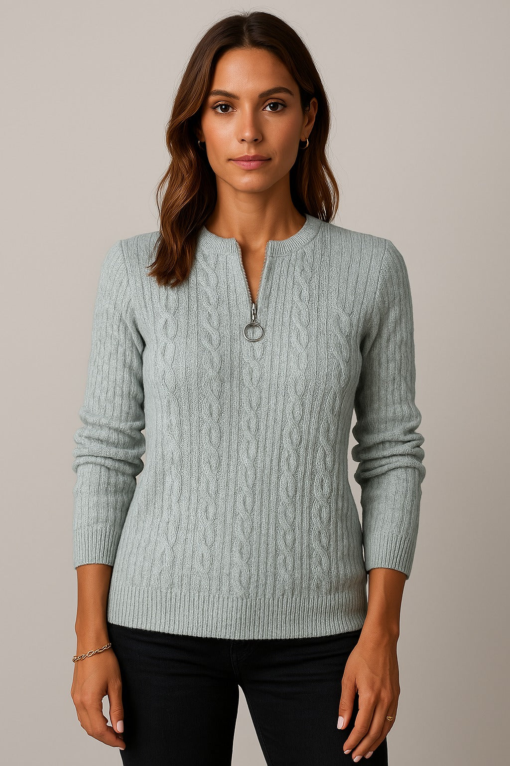 Julia | Elegancki sweter z dzianiny z zamkiem