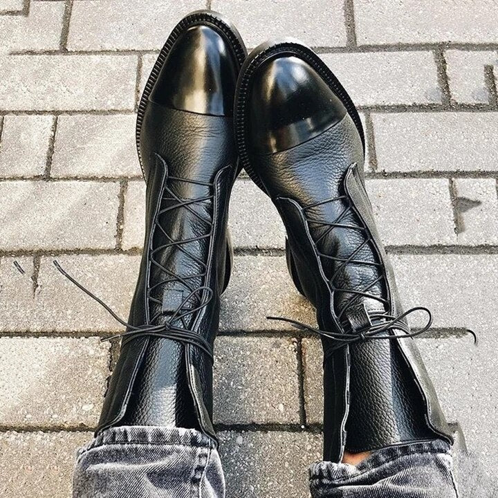 Aurelia™ | Stylowe skórzane botki na sznurówki
