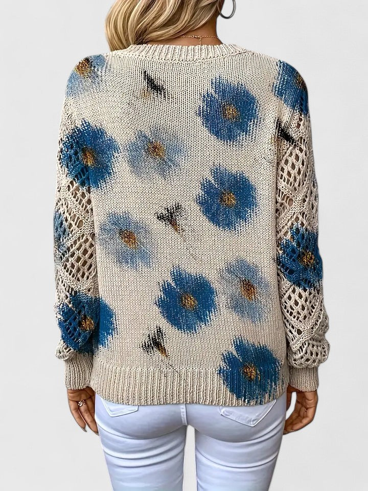 Aurélie | Elegancki sweter z kwiatowym wzorem