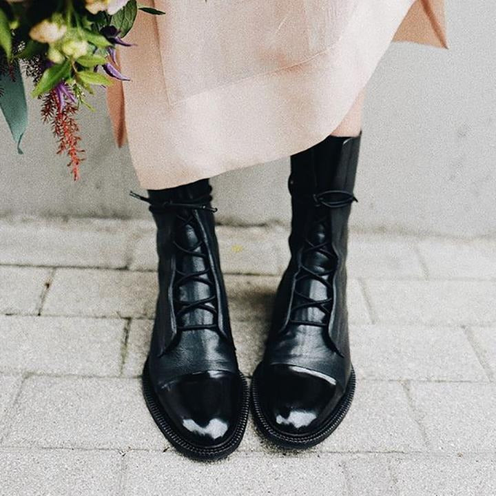 Aurelia™ | Stylowe skórzane botki na sznurówki