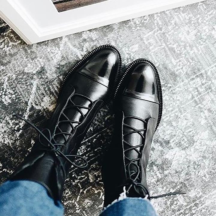 Aurelia™ | Stylowe skórzane botki na sznurówki
