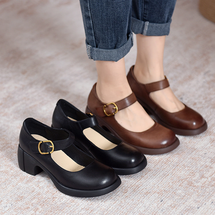 Agnes™ | Skórzane Mary Janes Agnes