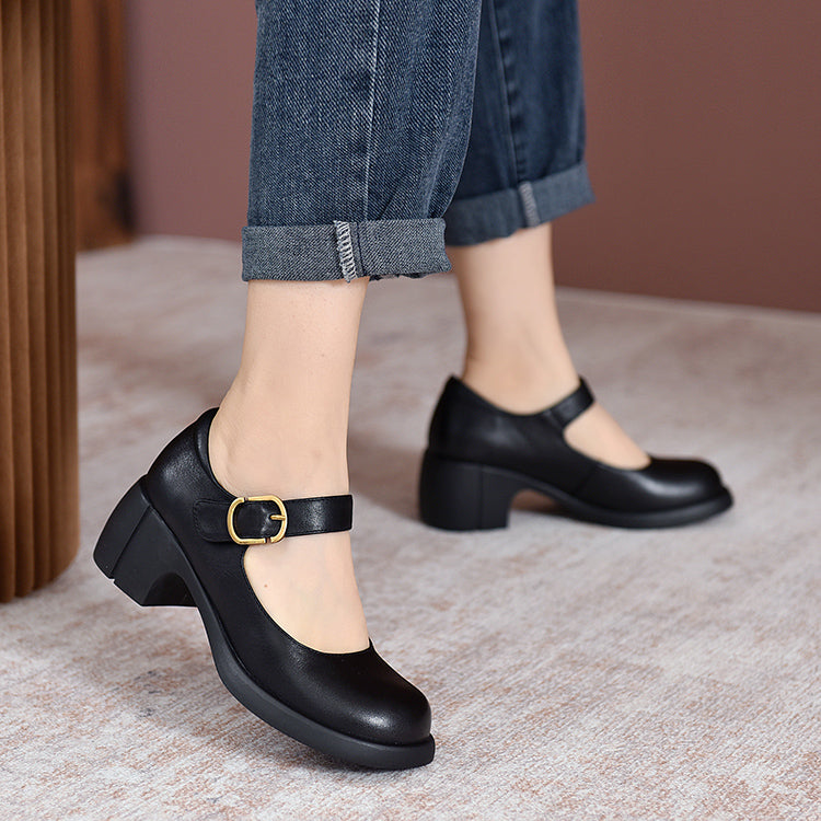 Agnes™ | Skórzane Mary Janes Agnes