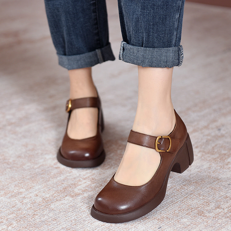 Agnes™ | Skórzane Mary Janes Agnes