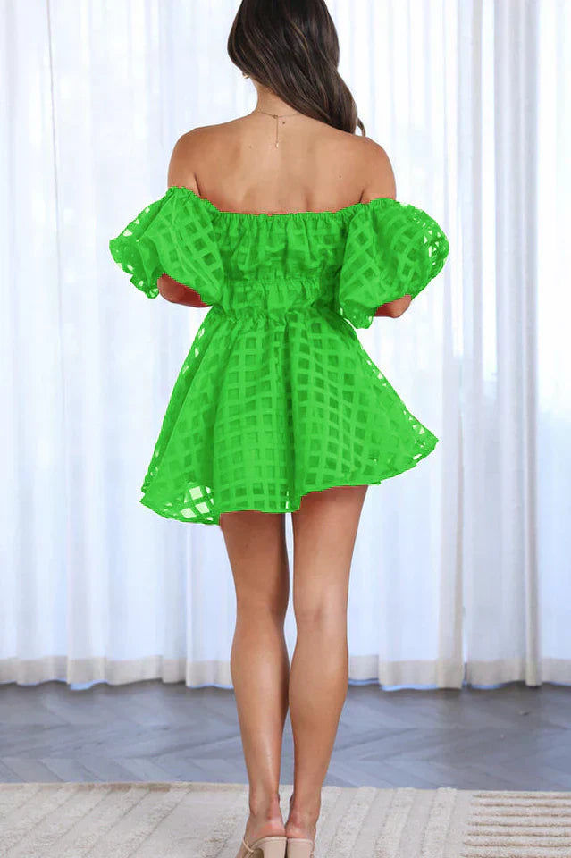 Evie - Sukienka Mini z Bufiastymi Rękawami