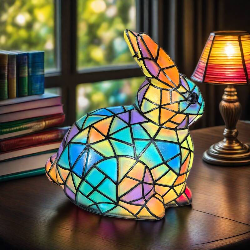 Dzwonek | Kolorowa Lampa Króliczek ze Szkła