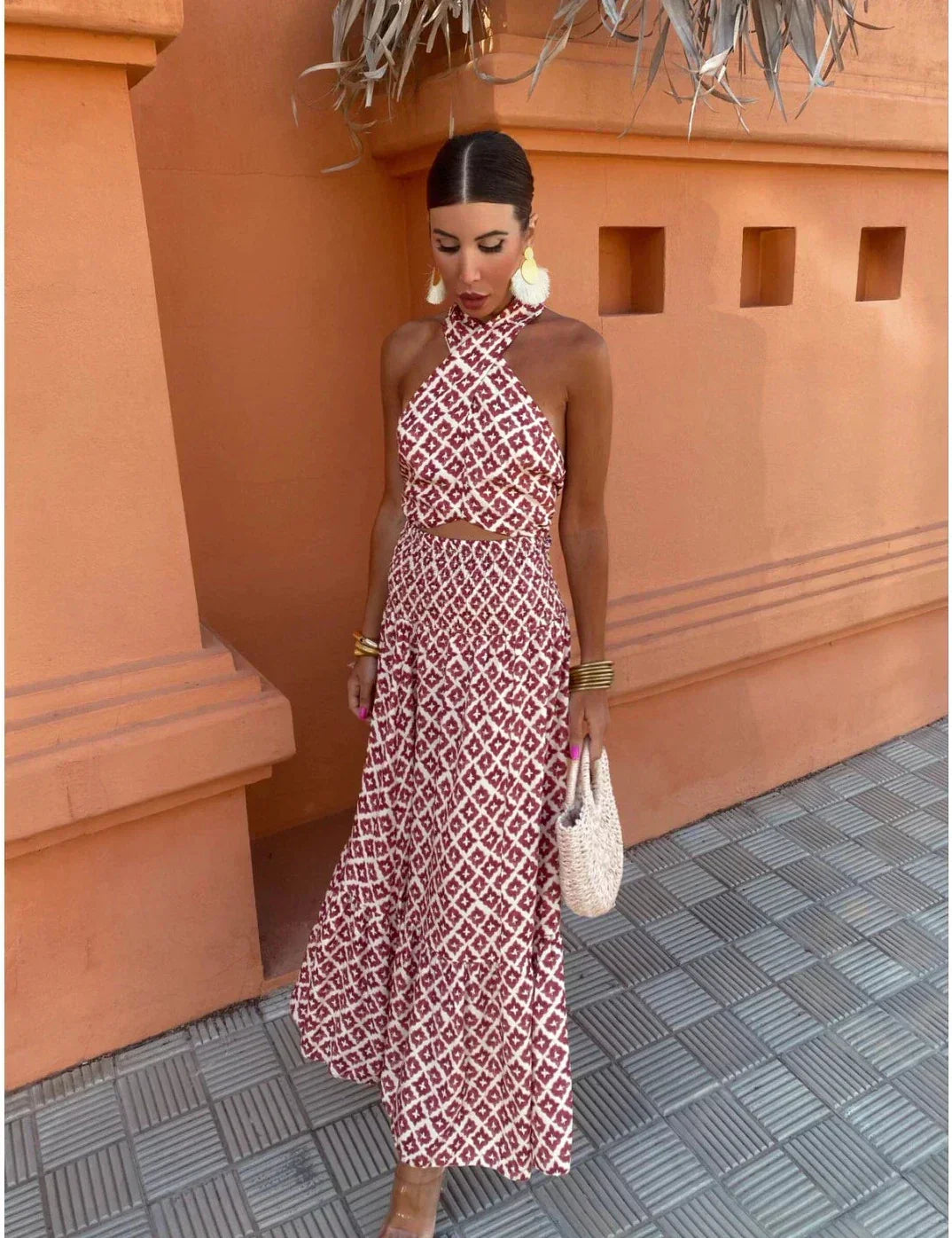 Mickay™ | Elegancka Midi Sukienka z Drapowaniem i Ramiączkami Off-the-Shoulder