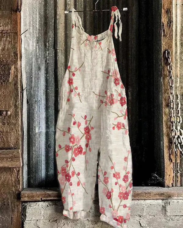 Marini™ | Japoński Kombinezon w Stylu Retro z Motywem Kwiatu Śliwy