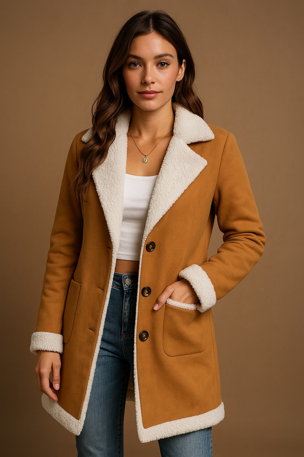 Amelia | Płaszcz z futra sherpa
