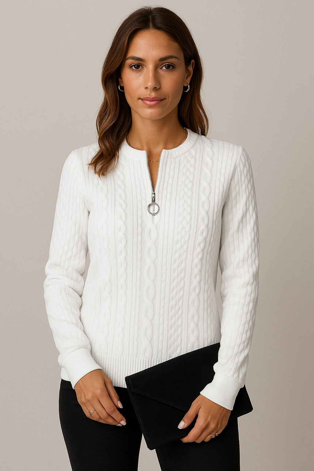Julia | Elegancki sweter z dzianiny z zamkiem