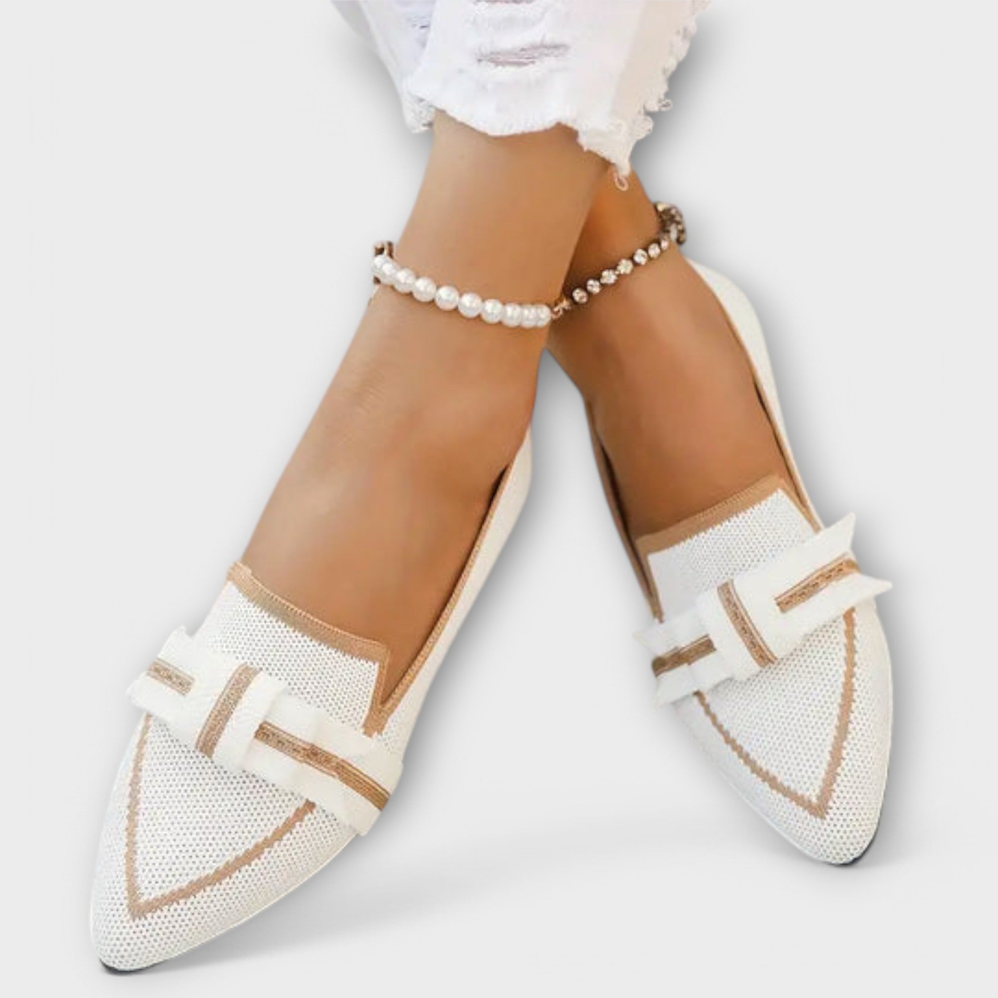 Płaskie Buty Damskie z Wiązanym Wzorem