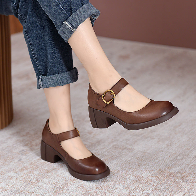 Agnes™ | Skórzane Mary Janes Agnes